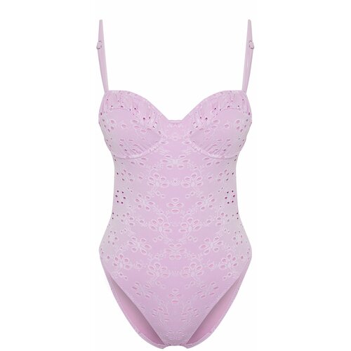 Trendyol Pink V-Neck Tie-Up Regular Swimsuit Slike