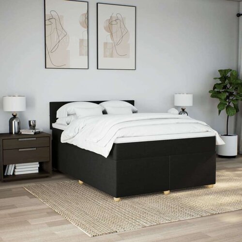 VidaXL Krevet s oprugama i madracem crni 140x200 cm od tkanine Slike