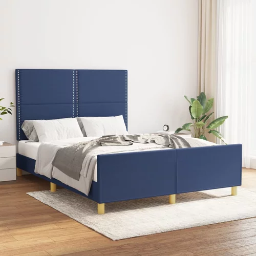  Okvir za krevet s uzglavljem plavi 140 x 200 cm od tkanine