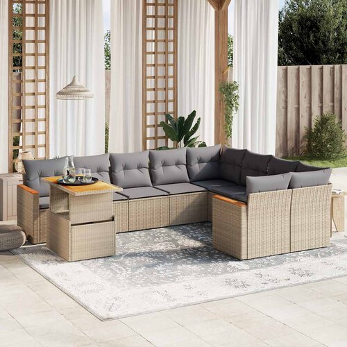  10-dijelni set vrtnih sofa s jastucima od poliratana Slike