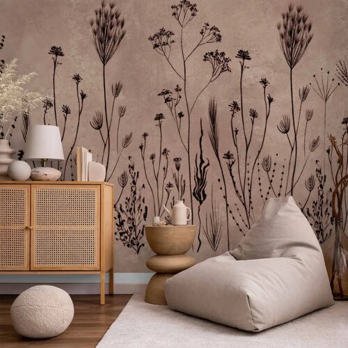 Foto tapeta - Wildflowers &ndash; black plants on lime-wash background 150x105 Cijene