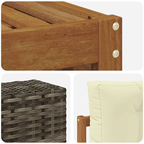  Set vanjskih sofa 5 kom. Prirodna i krem Čvrsto drvo akacije Slike