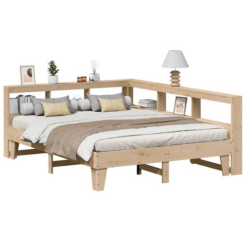 VidaXL Krevet s regalom za knjige bez madraca 140x200 cm od borovine Slike