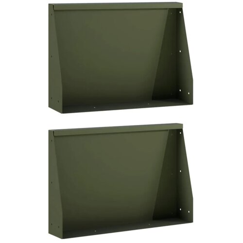  Zadrževanje stene 2 kos 60 x 12 x 30 cm Jeklo Olivno zelena Slike