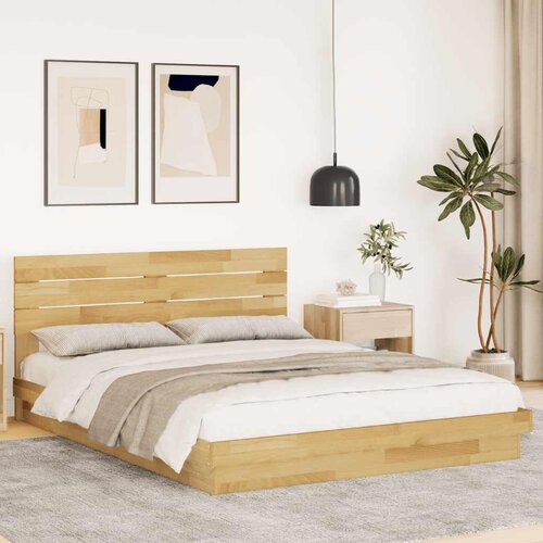 VidaXL Okvir kreveta uzglavljem bez madraca 150x200 cm puno drvo hrast Slike