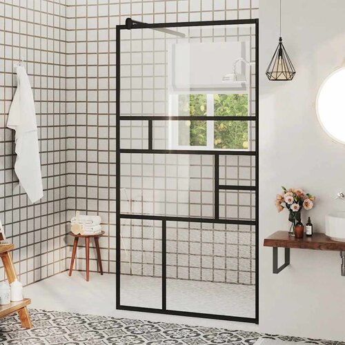 Pregrada za tuširanje s prozirnim staklom ESG 80 x 195 cm crna Cene