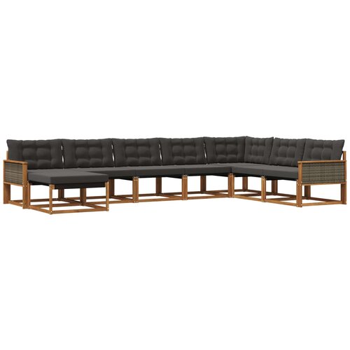 vidaXL Zunanja garnitura za sedenje z blazino 8 pcs Naravna in črna, (5000273511) Cene