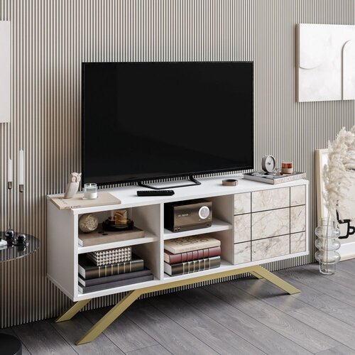 HANNAH HOME TV komoda North Bijelo-Zlatna Cene