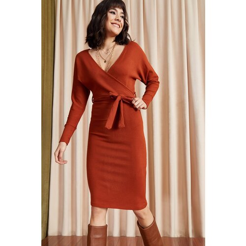 Olalook Women's Tile Double Breasted Belted Sweater Dress Cene