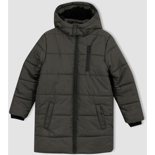 Defacto Boy Plush Lined Hooded Long Coat Slike