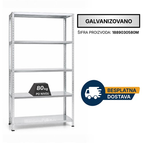  Polica metal-metal 188x90x30cm 5x80kg galva Cene
