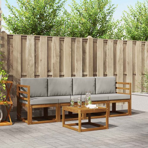  Set vanjskih sofa s jastukom 5 pcs Prirodna i svijetlo siva Cene