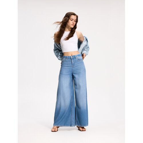 Reserved Wide leg traperice - plavo Cene