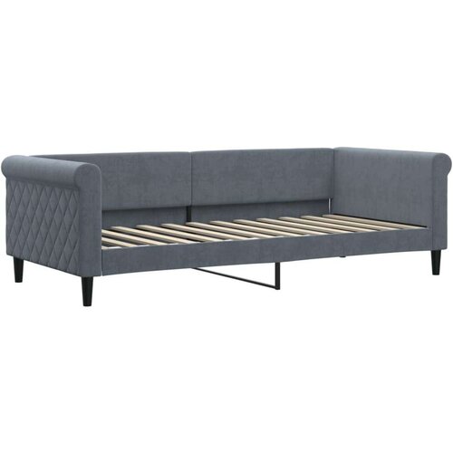 VidaXL Izvlečna dnevna postelja s predali temno siva 90x200 cm žamet Slike
