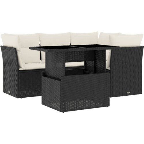  5-dijelna vrtna garnitura od poliratana s jastucima crna 100 x 55 x 73 cm Slike
