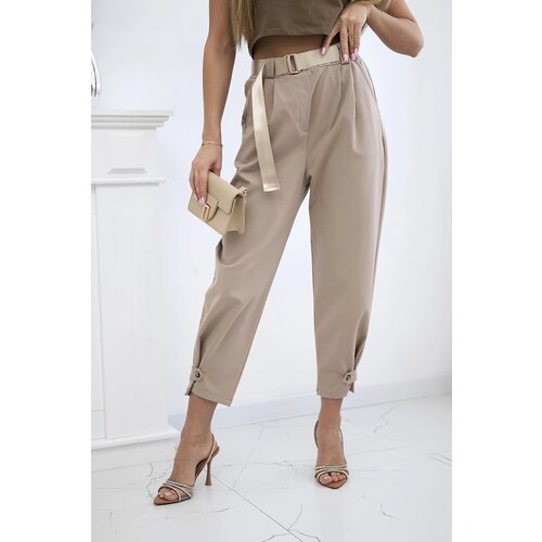 Kesi Włoski Summer Punto trousers with leg closure light camel Slike