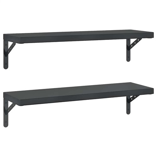  Zidne police 2 kom 75 x 23,5 cm crne nehrđajući čelik Slike