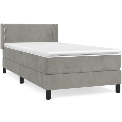 vidaXL Box spring postelja z vzmetnico svetlo siva 80x200 cm žamet, (20723806) Cene