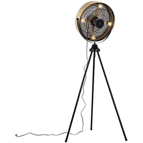 QAZQA Stojalo za talni ventilator, črno z zlatimi 4 lučkami - Kim Cene