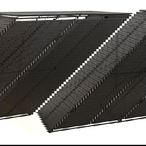 VidaXL dvojna lopa za smetnjake črna 140x80x117 cm poli ratan Slike