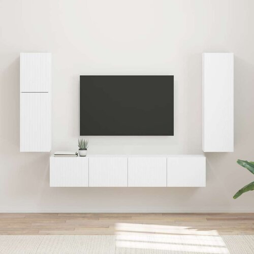  Set TV komoda Zidne 4 pcs Bijelo Konstruirano drvo Cene