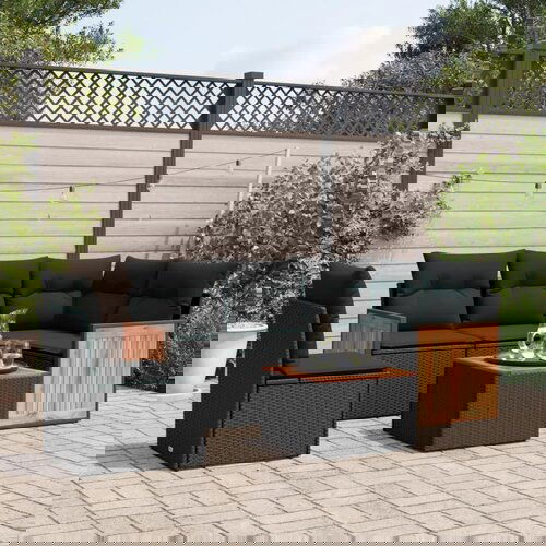 vidaXL 6-dijelni set vrtnih sofa s jastucima crni od poliratana Cijene