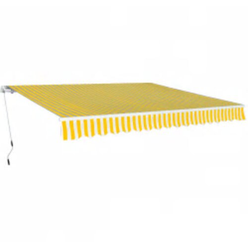 VidaXL Sklopiva tenda na ručno upravljanje 600 cm žuto-bijela Slike