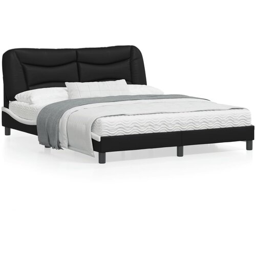 VidaXL Posteljni okvir z vzglavjem črn in bel 160x200 cm umetno usnje Slike
