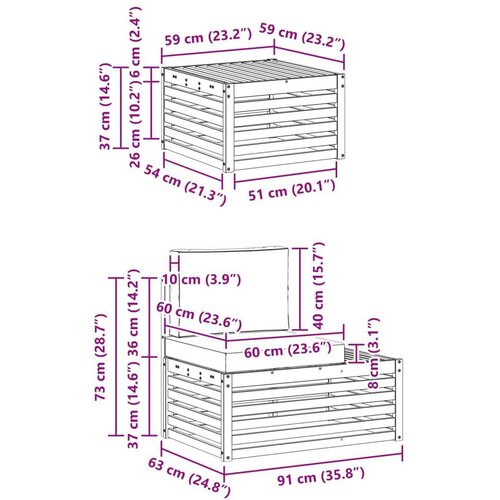  Set vanjskih sofa s jastukom 3 Komad Prirodna i antracit Slike