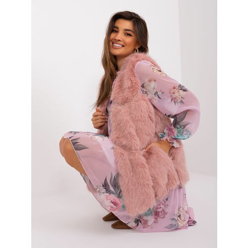 Fashion Hunters Dusty pink fur vest with zipper and pockets Cene