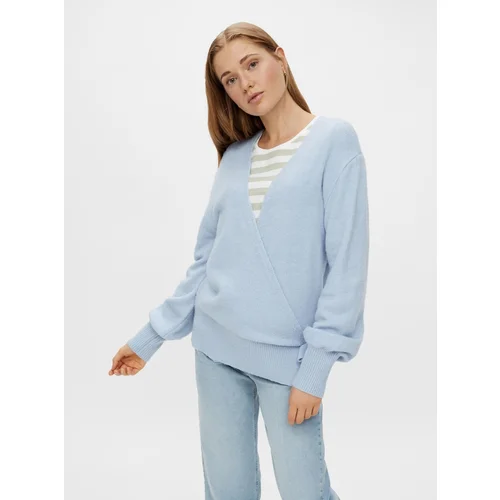 Pieces Light Blue Sweater with Tie - Women