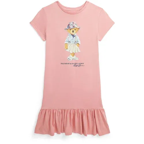 Polo Ralph Lauren Otroška bombažna obleka roza barva, 313941153001