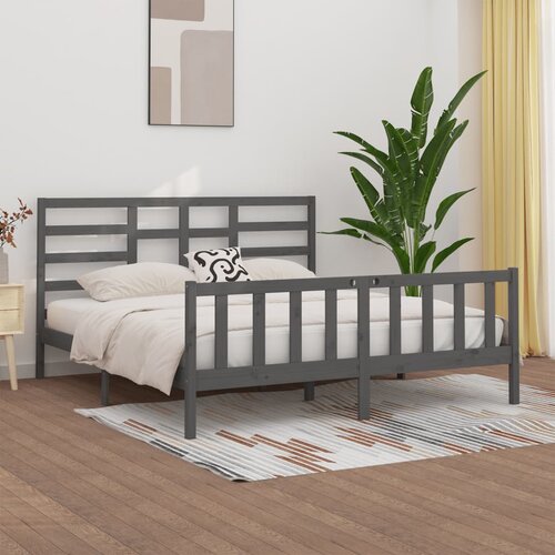 Furnova Posteljni okvir siv iz borovine 200x200 cm, (21941415) Slike