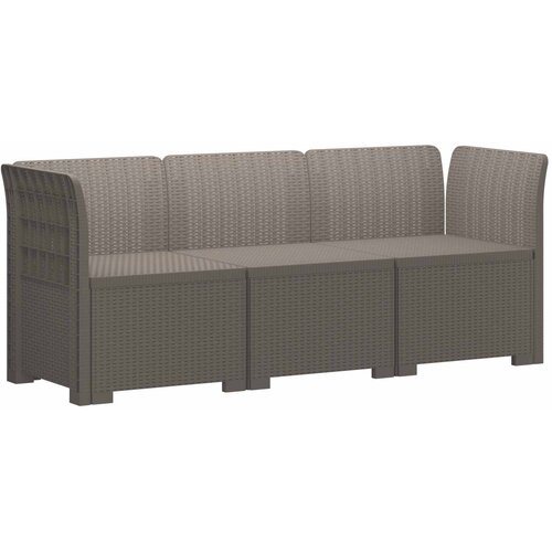 SOFA za vrt za 3 osobe sa izgledom rattan PP Svjetlosiva Slike
