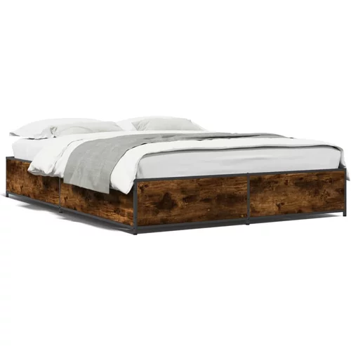 vidaXL Okvir za krevet boja hrasta 135x190cm konstruirano drvo i metal