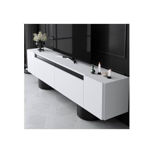 Hanah home Hanah Kućna TV komoda, boemski stil, 180x50x30 cm, bijelo-crna Slike
