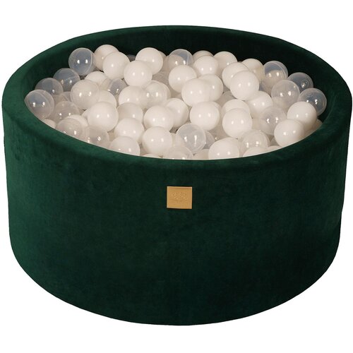 MeowBaby Bazen z žogicami, 90x40 cm s 300 žogicami, žamet, temno zelen: prozorno/bel, (21295139) Cene