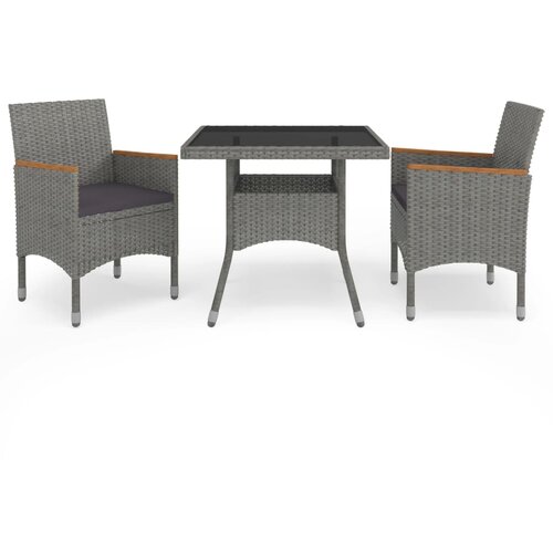  3-dijelni vrtni blagovaonski set poliratan i drvo bagrema sivi Cijene