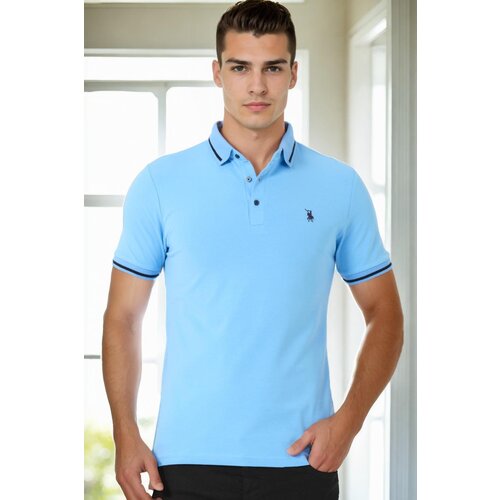 Dewberry T9586 MEN'S POLO NECK T-SHIRT-LIGHT BLUE Cene