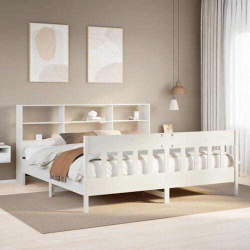 vidaXL Posteljni okvir brez vzmetnice bel 180x200 cm trdna borovina Cene