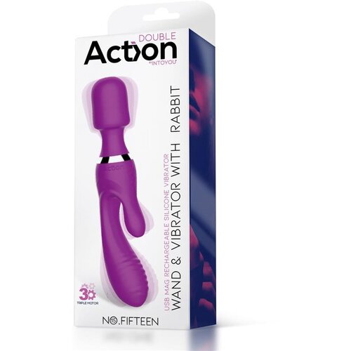 Action No. Fifteen Wand &amp;amp; Rabbit Vibrator 3 Individual Motors Purple Slike