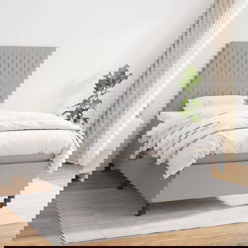 VidaXL Okvir kreveta s oprugama i madrac svjetlosivi 80x200cm tkanina Slike