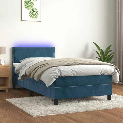  Box spring postelja z vzmetnico LED temno modra 90x200 cm žamet, (20725335)