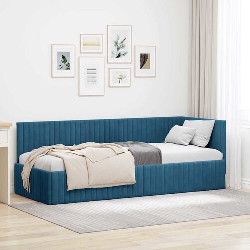  Kutni okvir kreveta s uzglavljem Plava 80 cm x 200 cm Baršun Cene