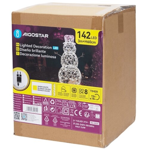 Aigostar-LED Spolja&amp;scaron;nja božićna dekoracija LED/3,6W/31/230V 2700K 60cm IP44 snegović Slike