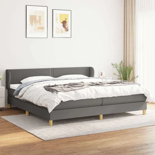  Box spring postelja z vzmetnico temno siva 200x200 cm blago, (20724717)