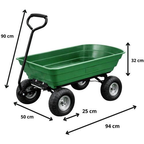  Vrtna kiper kolica za prijevoz tereta Tilting Tray 120 kg - zelena Slike