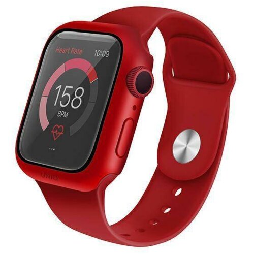 Uniq vodoodporno steklo z ohi&amp;scaron;jem, za&amp;scaron;čita za Apple Watch 4 / 5 / 6 / SE 40 mm rdeč Slike