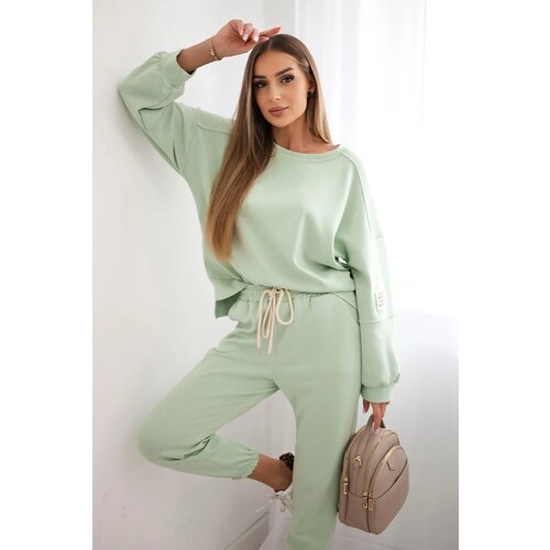 Kesi Włoski Set sweatshirt + pants buttery fabric dark mint Slike