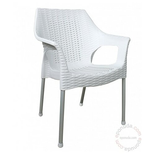 Mega Plast baštenska stolica ratan Bella, White Slike